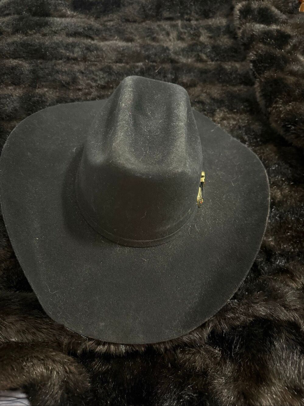 Genuine 100% Felt Fine Wool 3X Western Hat Black  Texas Hat Company 54 6 3/4